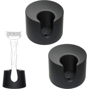2 Pcs Razor Holder Stand Compatible With Gillette Razor,Safety Razor Alloy Stand For Men,Shaver Organizer Holders Keep Razor Straight,Drain Shaving Base For Bathroom Countertops Accessory, Black