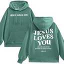 Weetiotio Christian Jesus Loves You Hoodies for Teen Religious Faith Sweatshirts Bible Verse Graphic Youth Thin Hoodies, S
