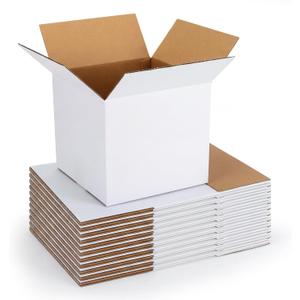 CRUGLA 9x9x9 Shipping Boxes 15 Pack, White Corrugated Cardboard Boxes with Side-Lock and Pre-Applied Double-Sided Tape, Easy Assemble Packing Mailer Boxes for Small Business Shipping