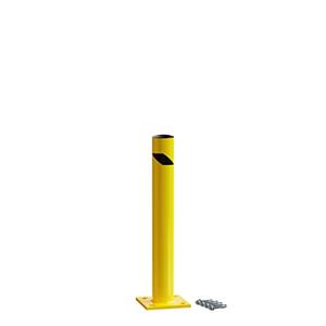 Trafford Industrial Yellow Powder-Coated Steel Safety Bollard, Heavy-Duty Bollard Post, Parking Barrier for Traffic Safety and Access Control, Hardware Included
