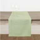 Solino Home Linen Sage Green Table Runner 90 Inches Long - 100% Pure Linen Hemstitch 14 x 90 Inch Table Runner for Dining, Spring, Summer, Mothers Day - Classic Hemstitch