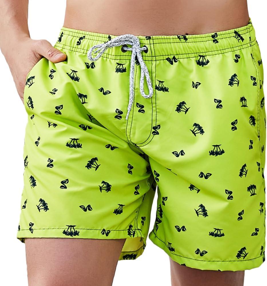 Men's Quick Dry Swim Trunks - Beach Vacation Essentials Board Shorts (Large, W6406)