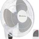 Comfort Zone 16-Inch Fan with Remote Control Quiet 3-Speed Oscillating Indoor Fan with 90 Wide-Angle Airflow, Timer & Sleep Modes Space-Saving Wall Fan for Bedroom, Home Gym & Office, White