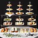 10 Pack Cake Stand Set with 3 x Two-Tier and 3 x Three-Tier Cupcake Stands, Plastic Dessert Table Stand Set 3 Tired Cookie Tray and 4 Pcs Dessert Trays