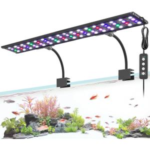 AQQA LED Aquarium Light, 24/7 Mode Clip on Fish Tank Light with Memory Function, DIY Mode Full Spectrum Aquarium Plant Light, Adjustable Timer/Brightness, IP68 Waterproof for 32-40 Inch Fish Tank 30W