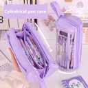 Pencil Cases Pen Pouch Clear Transparent Marker Pouch with Zipper Pencil Storage Bag Pencil Holder Travel Cosmetic Makeup Bag Organizer for Students Adults Teen Kids (Pink)