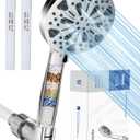 Filtered Shower Head with Handheld and Hose, 10 Spray Modes High Pressure Showerhead for Hard Water, Water Saving Removable Filter with Beads, Chrome Finish, WaterSense & CUPC Certified