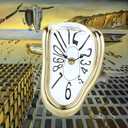 Lafocuse Gold Melting Clock for Shelf, Salvador Dali Clock Silent Non-Ticking Battery Operated Office Home Dcor