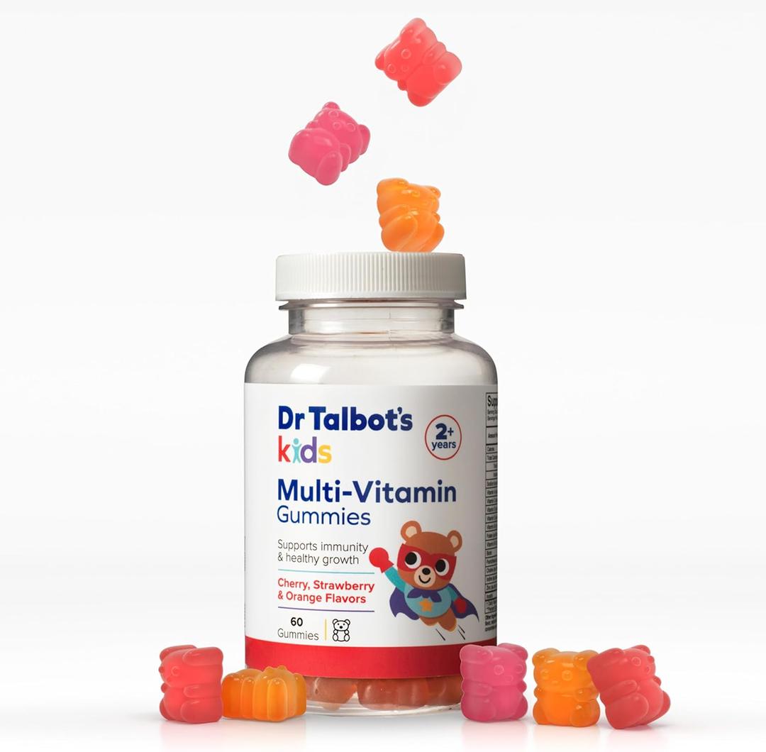 Dr. Talbot's Kids Multi-Vitamin Gummies - Vitamin A, C, B-12, Zinc Immunity and Growth Support for Children - 60 Gummies - 2+ Years - Strawberry, Cherry, and Orange Flavors, Expiration Date 09/2025 