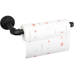 Industrial Iron Pipe Kitchen Paper Towel Holder, Vintage Farmhouse Heavy Duty DIY Industrial Rustic Wall Mount Paper Towel Rack for Kitchen Bathroom (1, Black)