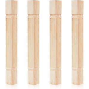 Threehoney 4 Pcs Farmhouse Table Legs, 35.5" x3.5'' Pine Dining Table Legs for Furniture Unfinished Wooden Furniture Dining Cottage Bench Coffee for DIY(Raised Panel)