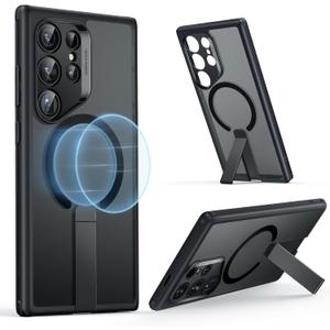 ESR for Samsung Galaxy S24 Ultra Magsafe Case with Kickstand, Wireless Charging Compatible with Magnetic, 3 Stand Modes, Military-Grade Protection, Shockproof Case Slim Fit for S24 Ultra, Black