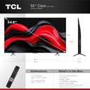 TCL 55-Inch Q65 QLED 4K UHD Smart TV with Google TV (55Q651G, 2024 Model) Dolby Vision, Dolby Atmos, HDR Pro+, Game Accelerator Enhanced Gaming, Voice Remote, Works with Alexa, Streaming Television