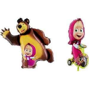 Masha and the Bear Party Shape Foil Balloons Set 35"+39" : 2 pcs (1 of each design)