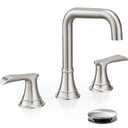 Brushed Nickel 3 Hole Bathroom Faucet Widespread, 360 Degree Swivel Vanity Faucet 8 Inch, 2 Handles for Bathroom Sink with Water Supply Hose & Pop-Up Drain, Lead-Free, 5 Mins Installation