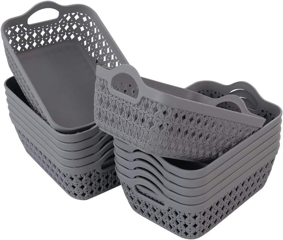 12-pack Small Plastic Tray, Desktop Storage Trays, Grey