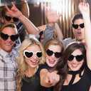 6 Pack Vintage Heart Shaped Sunglasses for Women Sunglasses for Bachelorette Bridesmaid Bridal Birthday Party Wedding (5 Black 1 White)