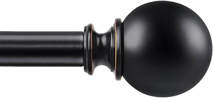 KAMANINA Black Curtain Rods for Windows 72 to 144 Inches (6-12ft), Long Heavy Duty Curtain Rods, 7/8 Inch Decorative Drapery Rod with Round Finials KAMANINA Black Curtain Rods for Windows 72 to 144 Inches (6-12ft), Long Heavy Duty Curtain Rods, 7/8 Inch Decorative Drapery Rod with Round Finials
