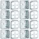 Copkim 8 Set 4  4" Electrical Junction Box with Cover Electrical Metal Outlet Box, 21.0 Cu. in. Capacity Receptacle Exposed Work Cover, 1-1/2'' Deep (Double Duplex Receptacle)