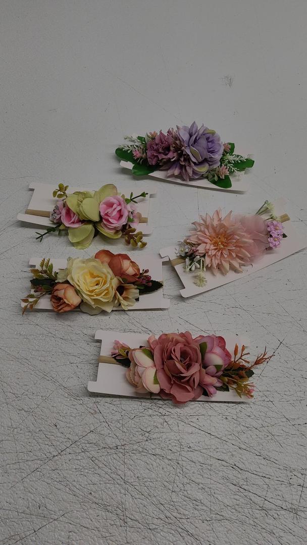 Artificial Flower Headband Set for Baby Girls Floral Hair Bands Newborn Toddler Elastic Nylon Kids Headwear Accessories 6 pcs