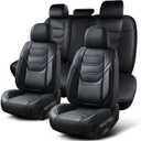 Car Seat Covers Full Set, Breathable Leather Automotive Front and Rear Seat Covers, Car Seat Protectors Full Set, Compatible with Most Vehicles, SUV (Elegant Black, Front Pair and Rear)