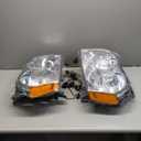 Headlights Assembly for 2005 2006 2007 Jeep Grand Cherokee Headlamps with Wiring Harness Replacement Driver and Passenger Side Pair (LH RH),Chrome Housing Amber Reflector