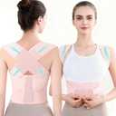 Back Brace Posture Corrector for Women and Men Full Support for Posture Correction & Scoliosis Hunchback Corrector de Postura para Hombre y Mujer Upper Thoracic Back Straightener, Pink, Medium