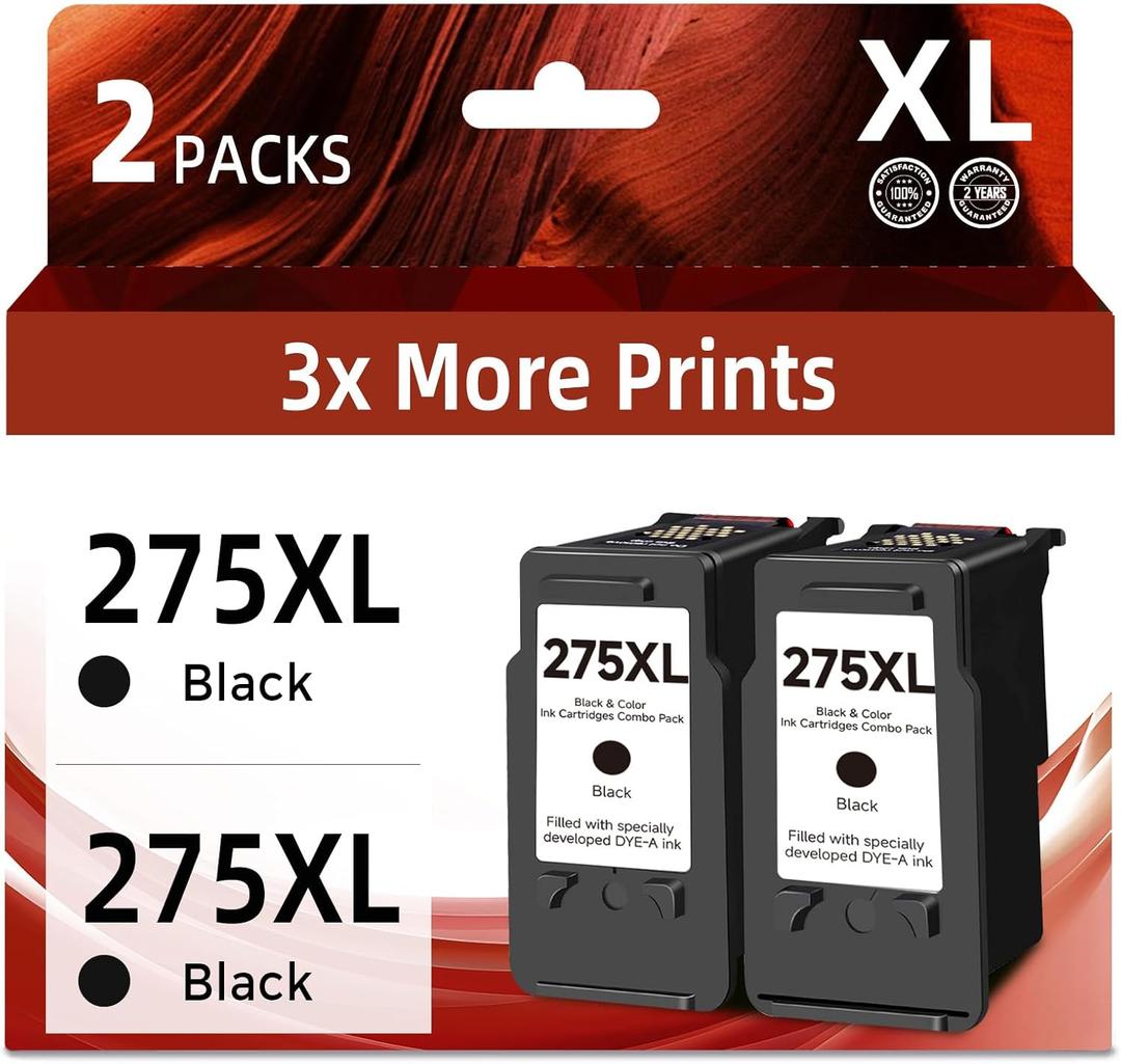 275XL Ink Cartridges Compatible Replacement for Canon 275 XL Black PGI275 PG275 PG-275 XL Ink (2 Pack) use for TS3500 TS3522 TS3520 TR4700 TR4720 TR4722 Printer