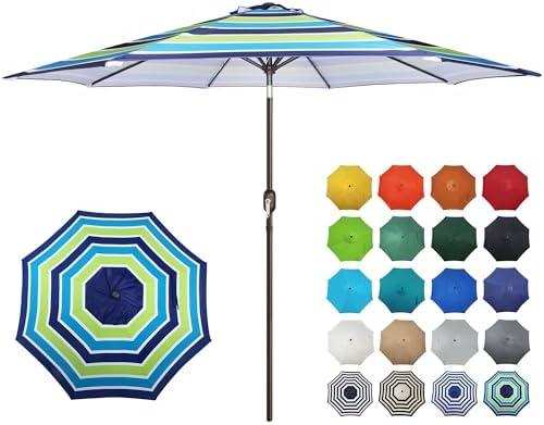 10FT Outdoor Patio Umbrella, Outdoor Table Umbrella, Yard Umbrella, Market Umbrella with 8 Sturdy Ribs, Push Button Tilt and Crank
