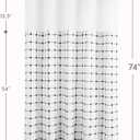 ROSERY No Hook Shower Curtain with Snap in Fabric Liner Set, Boho Farmhouse Black and White Woven Jacquard Grid Shower Curtain for Bathroom with Tassel, Checkered Pattern, 71" W x 74" L