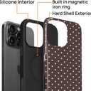 for iPhone 16 Pro Max Case for Women Girl Men Boy, Compatible with MagSafe, Shockproof Soft Silicone & Hard PC Shell Protective Case for iPhone 16 Pro Max - Brown & Pink Polka Dot Cute