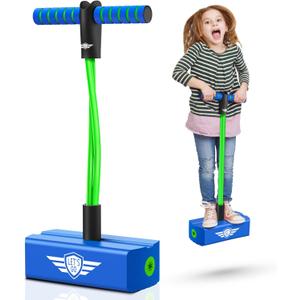 CUUGO LET'S GO! CG Jumping Promotes Growing Taller- Pogo Stick Foam Pogo Jumper for Kids, Toys for 3-12 Year Old Boys Girls Outdoor Toys Indoor Toys Fun Gifts Christmas Stocking Stuffers Gifts (Green Blue)