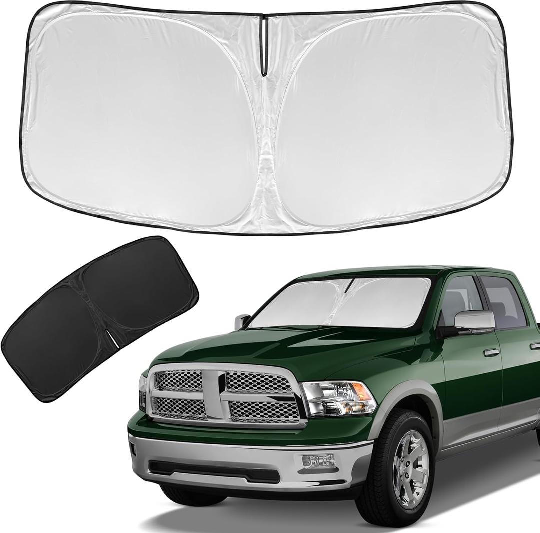 for Dodge RAM 1500 2019-2024 2025 2026 Sun Shade Sunshade Windshield Cover - 4 Layers Front Window Shade for RAM1500 2Dr RegularCab 4Dr QuadCab CrewCab MegaCab Pickup Sun Visor Car Accessories