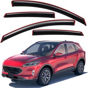 Lightronic Extra Durable Clip-on in-Channel Auto Vent Window Visor, Fits 2020-2026 Ford Escape, UV Protection Rain Guard, Original Wind Deflector, No-Drill Easy Install, Dark Smoke, 4-Pcs