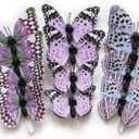 12 Pack DIY 3D Butterfly Stakes Decor - 2 Sizes of Butterfly Ornament for Home Fake Flower Floral Supplies Tea Party Wedding Easter Christmas Spring Fall. (Purple 02)