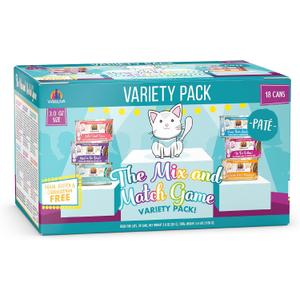 Weruva Wet Cat Food, The Mix and Match Game Pate Variety Pack, 3oz Can, Pack of 18 (EXP 10/22/28)