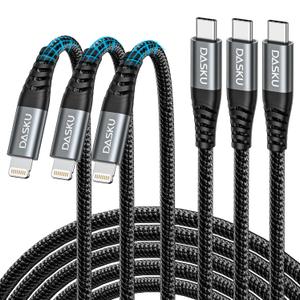 Dasku USB C to Lightning Cable 3Pack 10 FT, [MFi Certified] iPhone 14 13 Fast Charger Extra Long 10 Foot Type C Charging Cord Compatible with iPhone 14 13 12 11 Pro Max Mini 8 Plus SE iPad and More