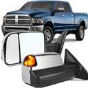 OCPTY Tow Mirrors For 2011-2015 For Dodge For Ram 1500 2011-2015 For Dodge For Ram 2500/3500 2010 For Dodge For Ram 1500/2500 With Power Heated Turn Signal Light Tow Mirrors, 58 cm x 26 cm x 39 cm