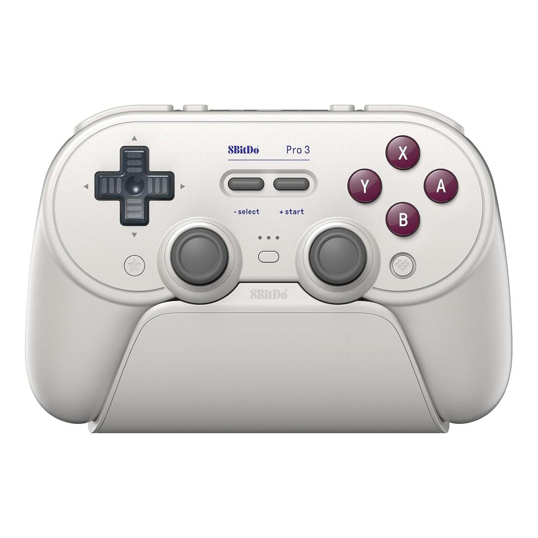 8BitDo Pro 3 Bluetooth Controller for Switch/Switch 2 TMR Joysticks, Swappable ABXY Buttons, Pro Back Buttons, Charging Dock, Hall Effect Triggers, for Windows, Apple, SteamOS, Android - G Classic