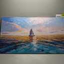 AmoyArt Ocean Wall Art for Living Room, Boat Canvas Wall-Decor for Bedroom, Sea Picture Print for Home, Large Size 58x29 Inches