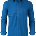 Men's Dress Shirts Regular Fit Solid Long Sleeve Formal Shirt Business Casual Button Down Shirts, 4X-Large Tall, 00097_dark Teal
