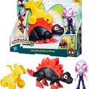 Marvel Spidey and His Amazing Friends Dino-Webs Dino Spin & Ghost-Spider 4-inch-Scale (10cm) Spider-Man Action Figure Set, Toys for Kids Ages 3 and Up