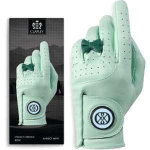 CLAPLEY Women’s Golf Glove – Premium Cabretta Leather with Magnetic Ball Marker, Breathable Design, Good Elasticity, Precious Gift for Golfers, Super Soft Feel, Right Hand, Medium 