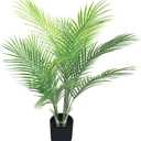32-inch Artificial Palm Tree, Faux Little Palm Tree with 11 Trunks Leaves and Pot for Indoor and Outdoor Modern Decor - Perfect for Home, Office, or Table (1 Pack)