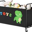 GRANNY SAYS Toy Box for Boys Girls, Large Toy Chest Storage with Wheels, Metal Kids Toy Storage Organizer for Stuffed Animals, 135L Kids Toy Bins for Bedroom, Living Room, Nursery, Black