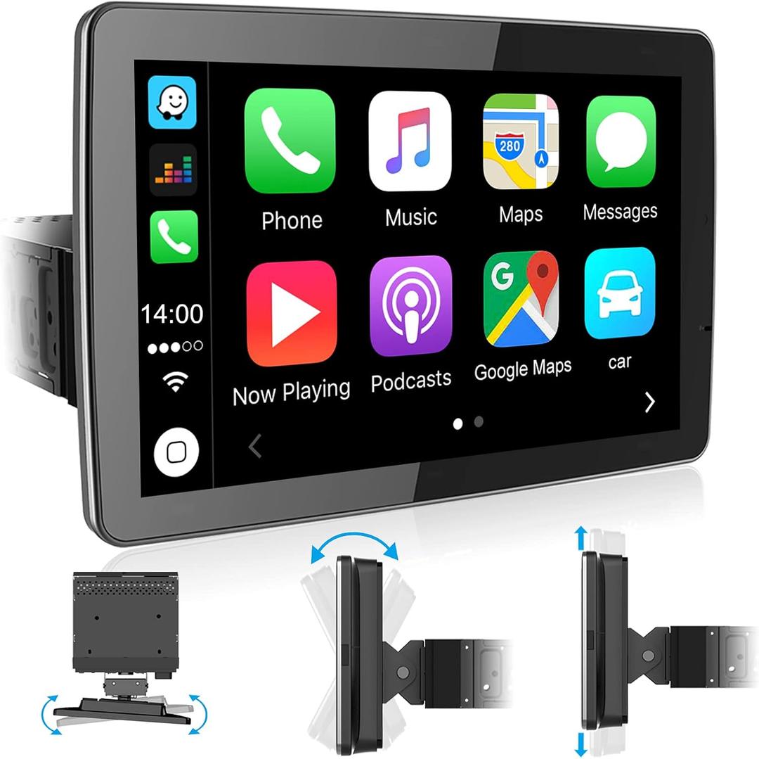 Single Din Bluetooth Car Stereo: 9 Inch IPS Touchscreen Audio with Carplay Android Auto MirrorLink Backup Camera FM AM Car Radio USB SD AUX-in Fast Charging Subwoofer