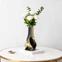 10.6 "Tall Black and Gold Ceramic Decor Vase, Modern Elegant Decor Home Vase for Living Room, Table Centerpiece, Desk, Office for Pampas Grass (Black Gold)