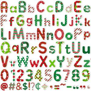Faccito 231 Pcs Christmas Bulletin Board Decoration Winter Letters Cutouts Combo Set Bulletin Board Alphabet Letters and Number Accents for Xmas Home School Classroom Decor(Red Green, Candy)