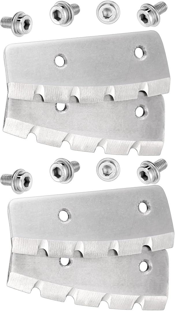 Syhood 4 Pieces 6'' Ice Auger Blades with 8 Screws Compatible with Strike Master Mora Stainless Steel Replacement Drill Blades Smooth and Precise Cutting for Ice Fishing Winter Outdoor