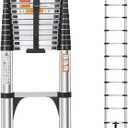 DEZEX 16.5FT Telescoping Ladder, Lightweight Extension Ladder with 2 Triangle Stabilizers & 2 Hooks, Dual Locking Mechanism Design Collapsible Telescopic Ladder for Home, Outdoor, RVs